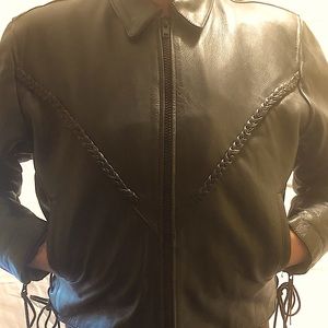 Ladies Black Leather Cold Weather Biker’s Jacket